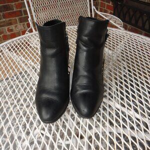 FRYE "Judith" Black Double Zipper Leather Ankle Boots Block Heel Size 7